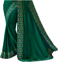 Nivah Fashion Women's  Silk Embroidery Beads Border Work Saree With Blouse Piece