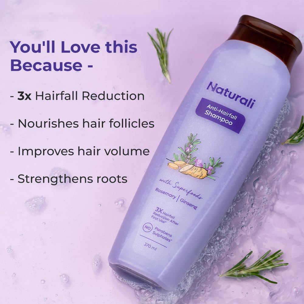 Naturali Anti Hairfall Shampoo + Hairfall Arrest Conditioner | 3x Lesser Hair Breakage | Promotes Hair Growth | Controls Frizz | Onion Shampoo | Sulphate & Paraben Free | 200ml+180ml