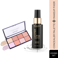 Seven Seas Hyper Fix Prep+Set Makeup Fixer With Ultimate Contour Concealer Palette | Oil Free_Natural | (Pack of 2)