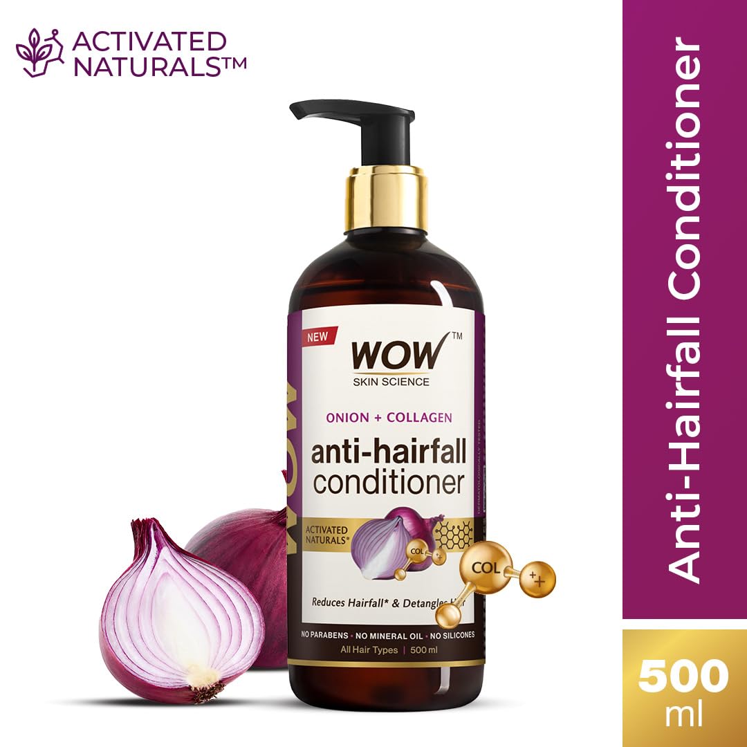 WOW Skin Science Red Onion Black Seed Oil Hair Conditioner with Red Onion Seed Oil Extract, Black Seed Oil & Hydrolyzed Wheat Protein - No Parabens, Mineral Oil, Silicones, Color & PEG - 500mL