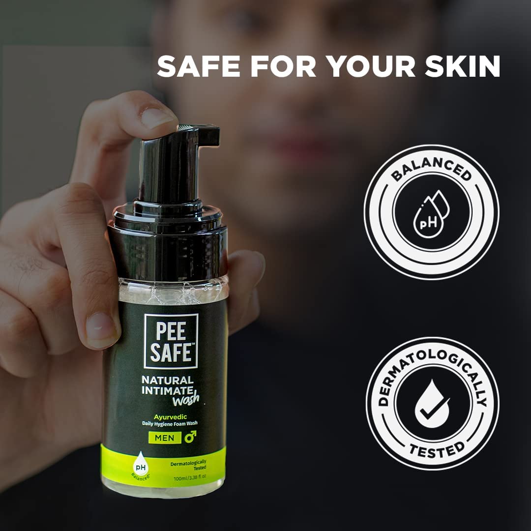 Pee Safe Natural Intimate Wash for Men | Tea Tree Essential Oil | Ayurvedic | Mens Intimate Wash | Men Genital Wash | Mens Ball wash | Men's Intimate wash 100ml