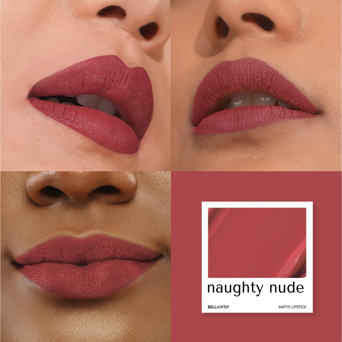 BELLAVITA Kiss-Proof Liquid Lipstick | 3.8 ml | 18-hr Stay | Transferproof Lipstick | Long Lasting | Ultra Matte Finish | Intense Moisturisation | Waterproof Liquid Lipsticks for Women | Naughty Nude