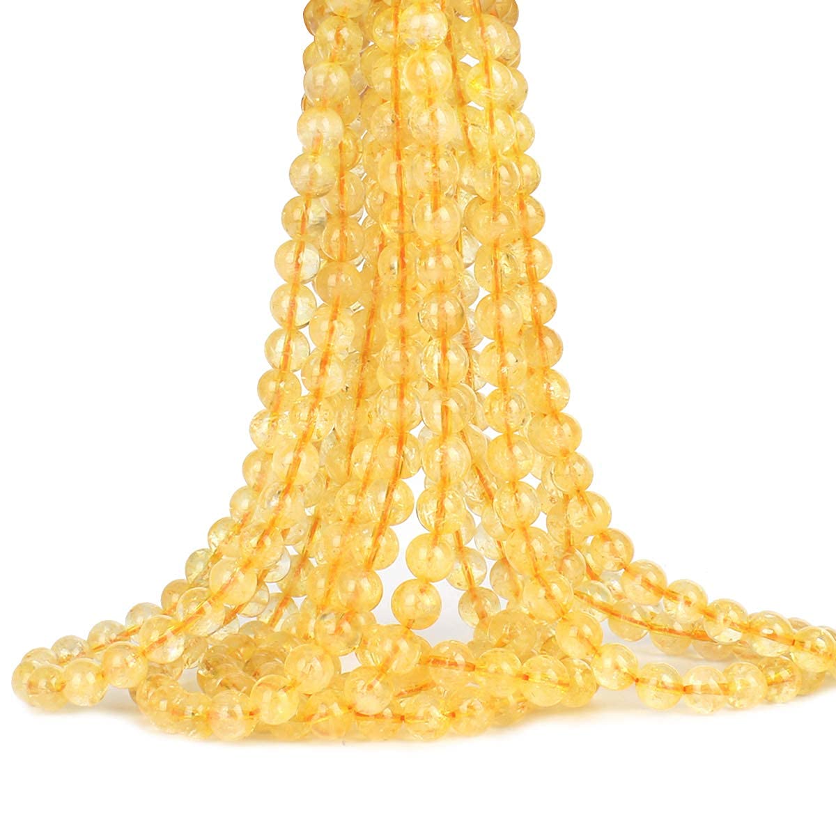 70PCS Natural 8MM Healing Gemstone, Citrine Energy Stone Round Loose Beads, Semi-Precious Crystal Beads with Free Elastic String for Jewelry Making DIY