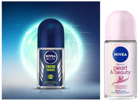 Nivea Deodorant Roll On, Pearl & Beauty for Unisex, 50ml And Deodorant Roll On, Fresh Power for Men, 50ml