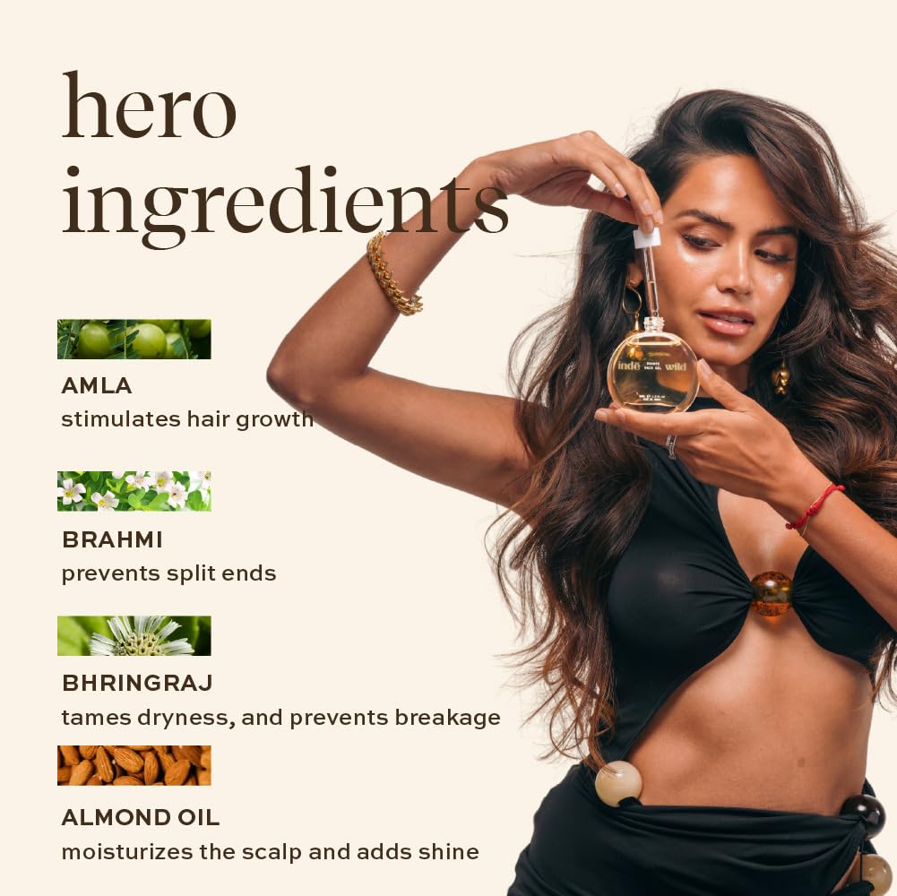 indē wild Champi Hair Oil (10 ml) with Rosemary Oil, Brahmi, Amla, and Bhringraj | Ayurvedic Hair Growth Oil for Dandruff, Hairfall, & Thicker, Fuller Hair | 16+ Ayurvedic Actives | Calming Fragrance