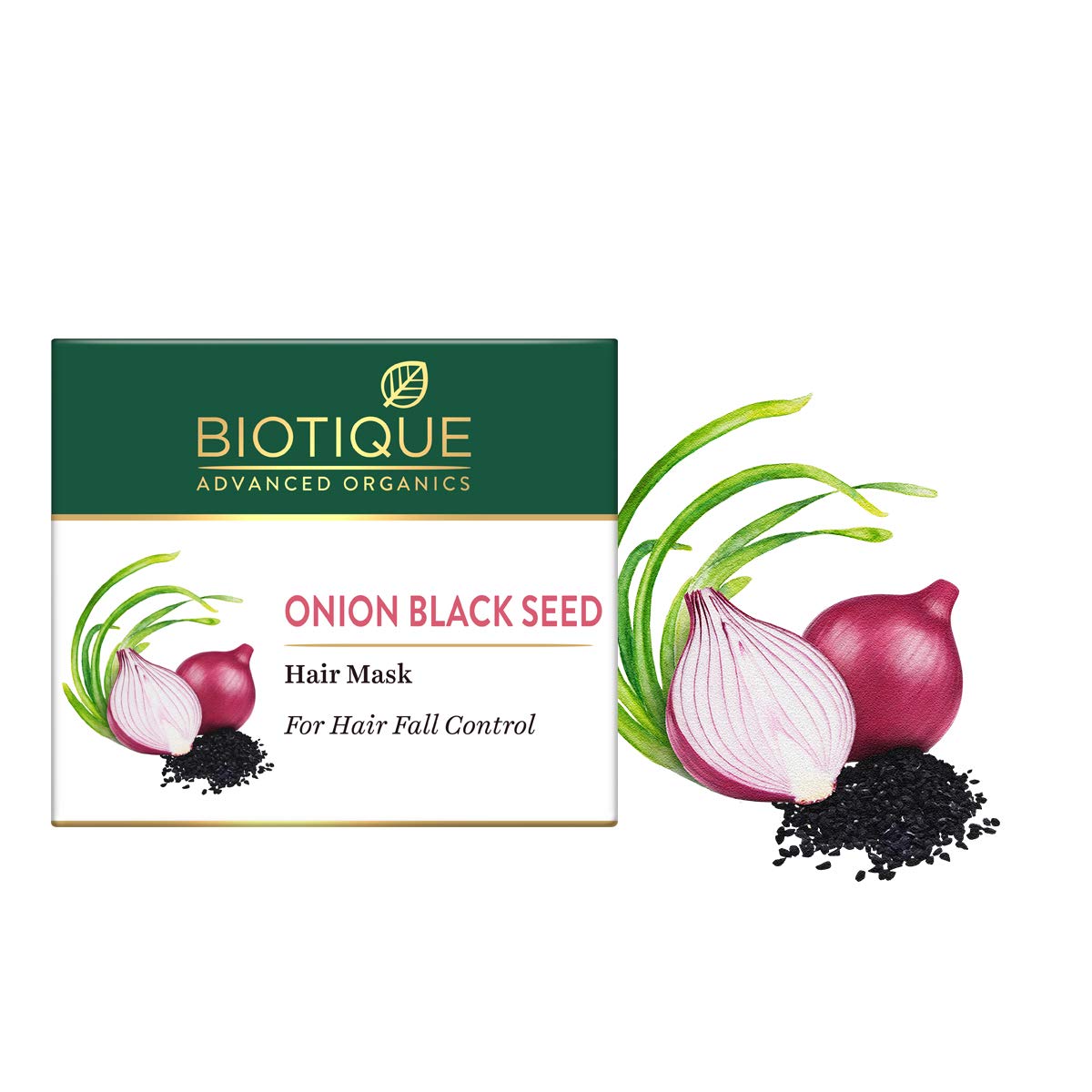 Biotique Bio Herbcolor Conditioning Hair Color, 50g + 110ml - Darkest Brown 3N (Pack of 1) & Biotique Onion Black Seed Hair Mask, Ideal for Hair Fall Control, 175g | Hair Nourishment, Hairfall control