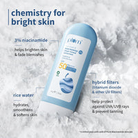 Plum Rice Water & 3% Niacinamide Sheer-Tinted Sunscreen SPF 50 PA++++ | Suitable for Most Indian Skin Tones | Sheer Coverage | Non-Oily | Women | Fragrance-free | 100% Vegan | 50gm