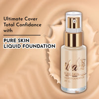 Iba Pure Skin Liquid Foundation - Snow White, 30ml | Full Coverage | Long Lasting | Lightweight | Oil Free Dewy Finish | SPF 15 | Halal Certified & Vegan Makeup
