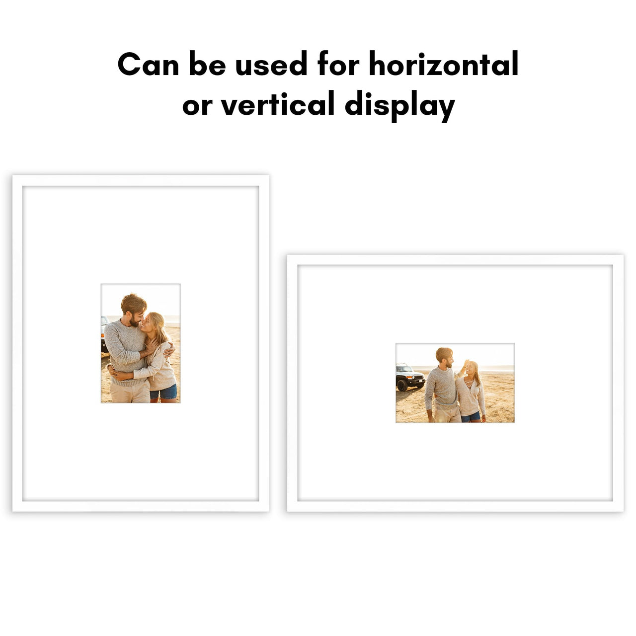 Americanflat 12x16 Picture Frame in White - Use as 4x6 Picture Frame with Mat or 12x16 Frame Without Mat - Thin Border Photo Frame with Plexiglass Cover - Vertical or Horizontal Wall Display