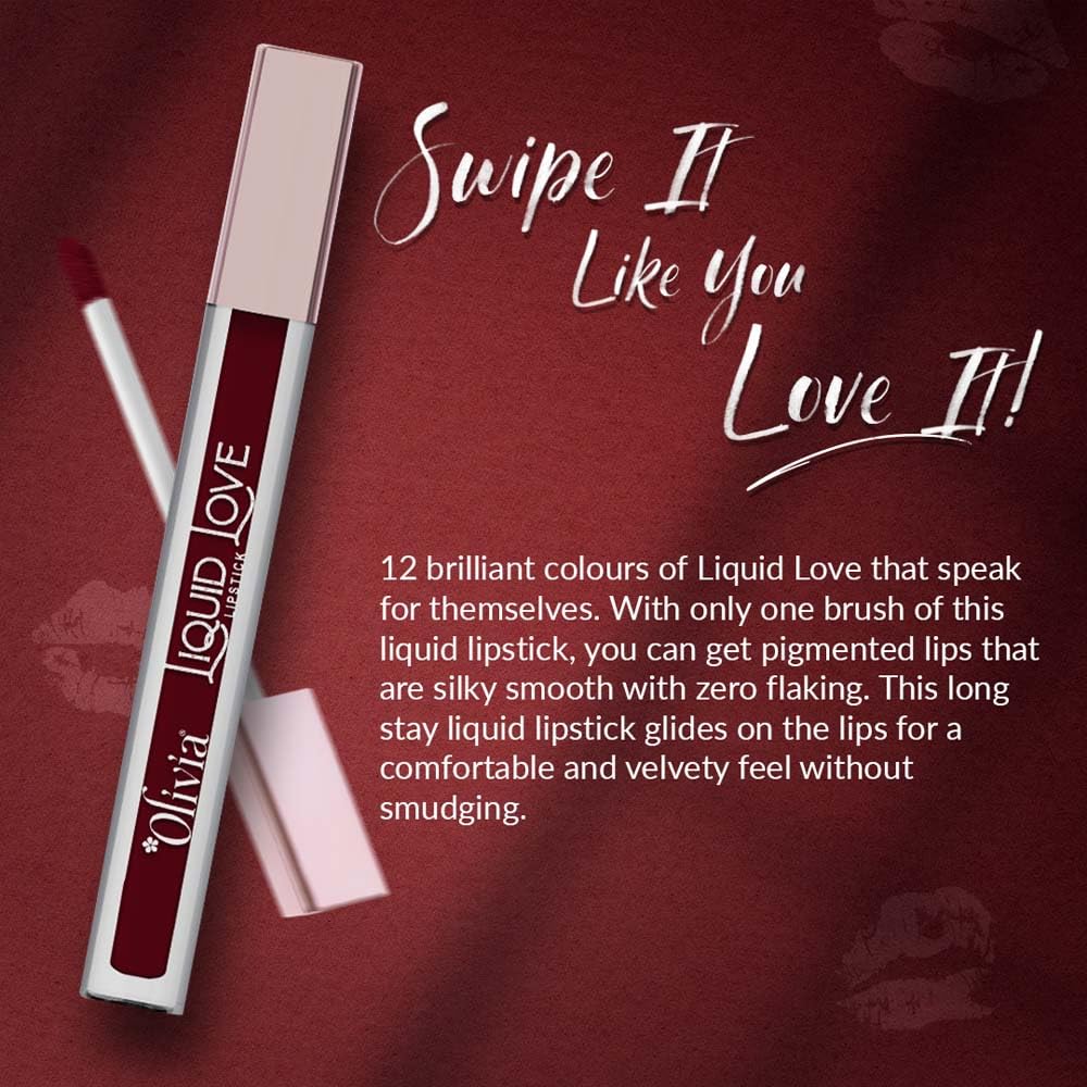 Oliva Liquid Lipstick, 12HR Long-lasting Matte Lipstick, Non Transfer, High Coverage, Water & Smudge Proof, Light Weight & Cruelty-Free - 2ml (Mul-Mul Berry 4)