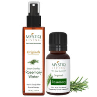 Mystiq Living Rosemary Essential Oil for Hair, Rosemary Water- Combo (100 ML + 15 ML) | Hair Spray for Regrowth | 100% Pure & Natural