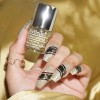 DeBelle Gel Nail Polish Galaxia (Transparent With Different Size Holo Glitter Nail Paint)|Non UV - Gel Finish |Chip Resistant | Seaweed Enriched Formula| Long Lasting|Cruelty and Toxic Free| 8ml