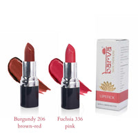 Barva Natural & Moisturising Lipsticks made using Clarified Butter, Kokum butter and Mineral Colours, 4.3g (Pack of 2) (Burgundy 206 & Fuchsia 336)