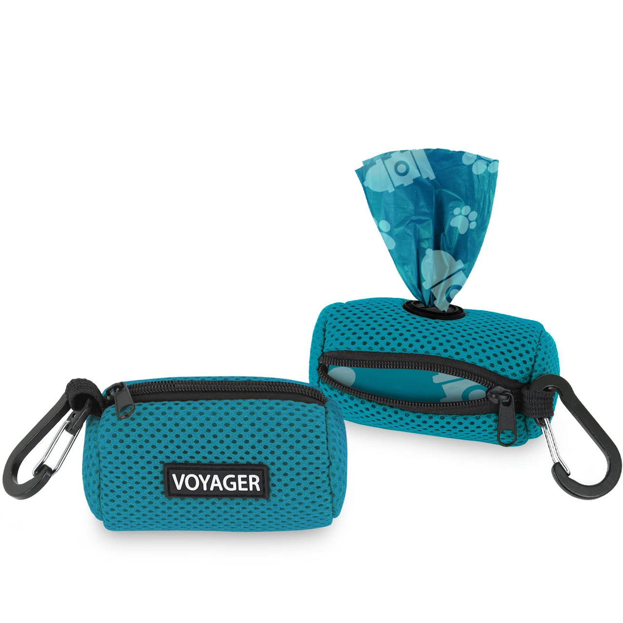 Best Pet Supplies 2-Pack Dog Poop Bag Holder Leash Attachment, Color, Reusable Mesh Dispenser Pouch for Travel, Walking, Park, and Outdoor Use, Soft and Durable with Clip-On - Mesh Turquoise Mesh Dispensers (Turquoise) 1 Count (Pack of 2)