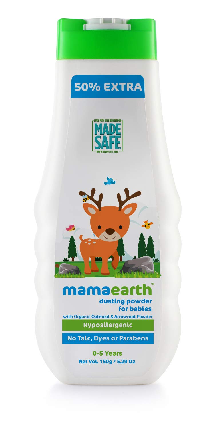 Mamaearth dusting Powder with Organic Oatmeal & Arrowroot Powder 150g & Mamaearth's Plant Based Baby Laundry Liquid Detergent, with Bio-Enzymes and Neem Extracts, 200ml