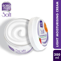 BoroPlus Soft Light Moisturising Cream | Light & Non-sticky | Provides 24 hour moisturisation|Ayurvedic Cream for all seasons |Hand Cream, Body Cream & Face Cream | Vitamin E - 300 ml (Pack of 2)