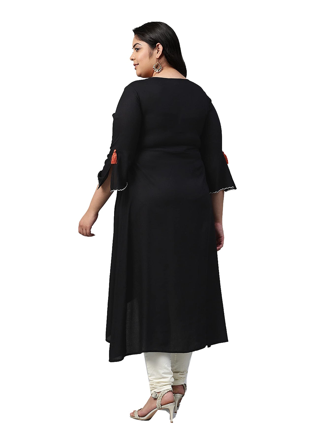 Yash Gallery Women's  Plus Size Plus Size Rayon Embroidered Front Slit Kurta for Women