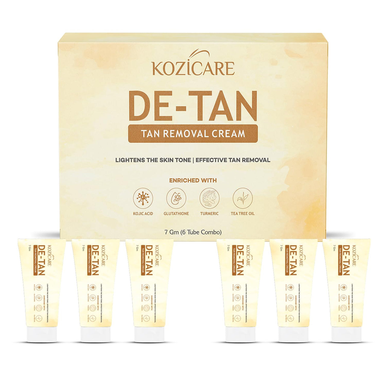 Kozicare Kojic Acid Cream | Tan Removal Cream | Whitening Cream | Detan Cream | Face Cream for Women & Men | Glutathione Cream | Day Cream for Women Daily Use - 6 Tube Pack (7 Gm Each)