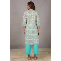 in. fuse by Shoppers Stop Mandarin Neck Printed Cotton Women Straight Fit Kurta