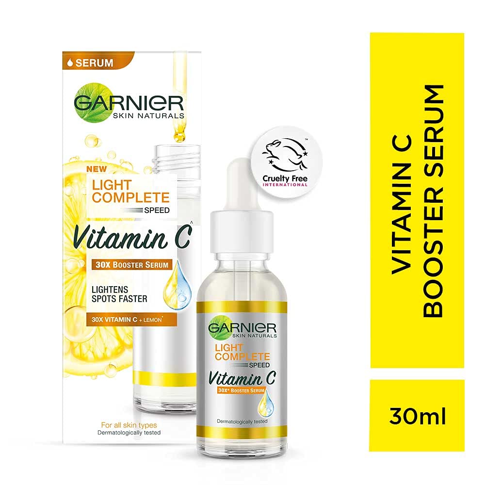 Garnier Light Complete VITAMIN C Booster Face Serum 30 ml & Garnier Skin Naturals Light Complete Duo Action Facewash, 100g