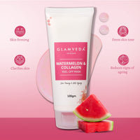Glamveda Watermelon & Collagen Peel Firming & Anti Aging Off Mask For Women | Reduces Signs of ageing | Gives radiant glow | No Paraben, SLS | 100gm