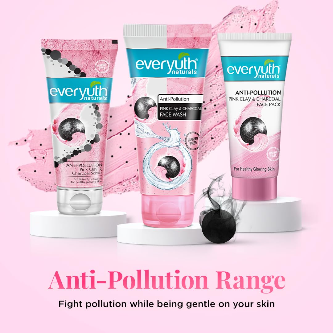 Everyuth Naturals Anti Pollution Pink Clay & Charcoal Face Wash 150g