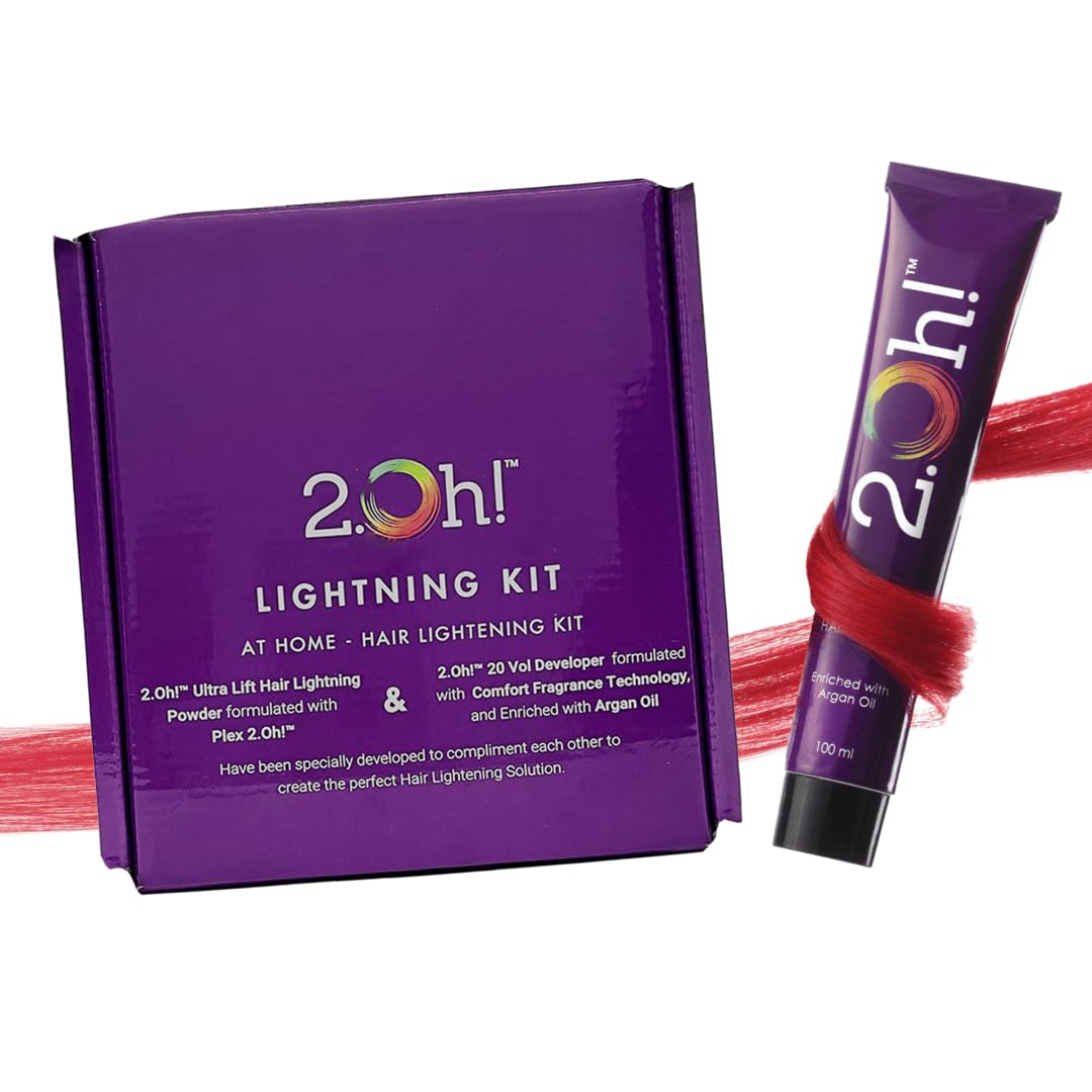 2.Oh! Italian Red Hair Color DIY Kit | Semi-Permanent Color + Bleach for Highlights | With Plex & Argan Oil | Lightening Kit for Women & Men