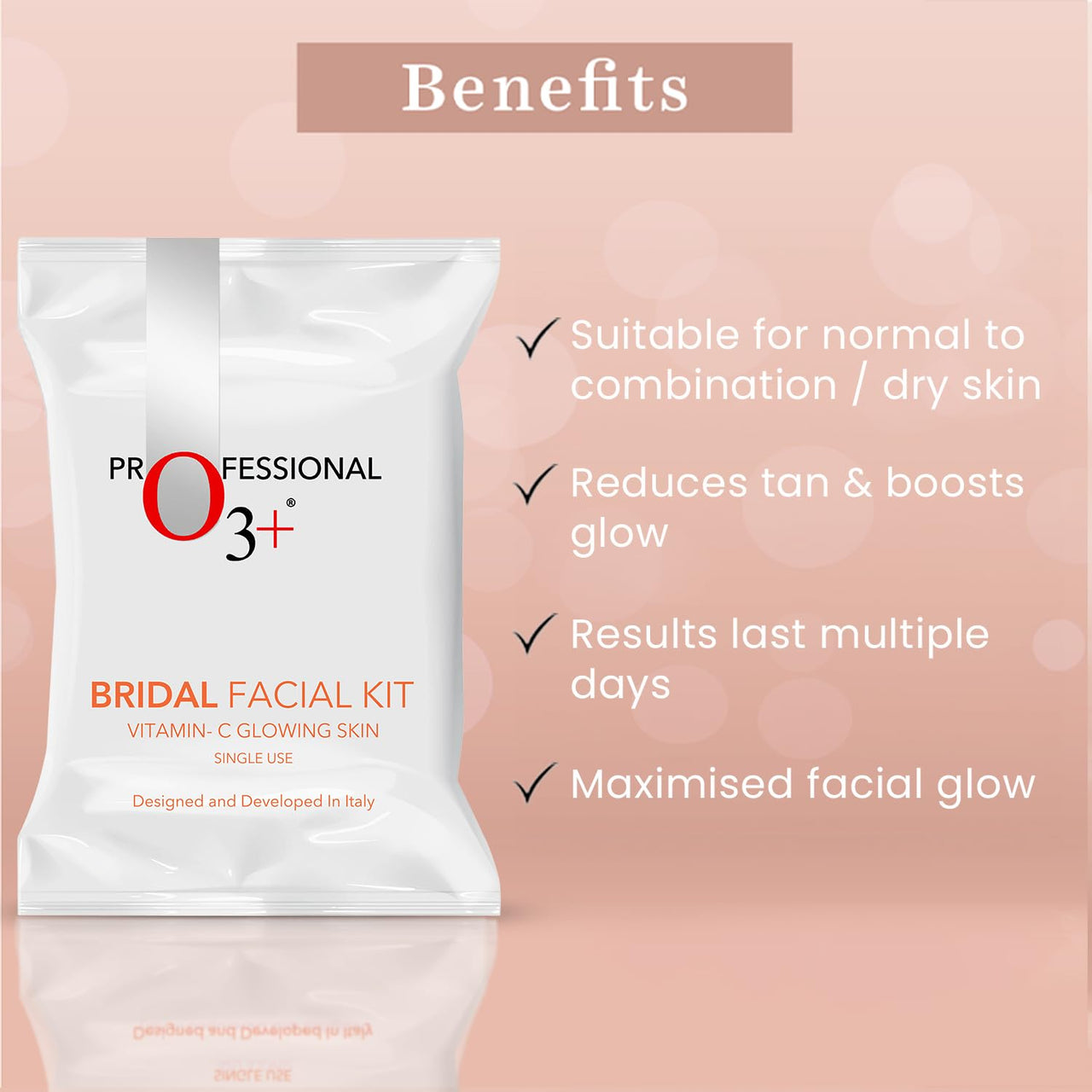 O3+ Radiance Skincare Combo With Bridal Facial Kit Vitamin C Glowing Skin 136g,Bridal Radiance Facewash 75g & Sunscreen 75g