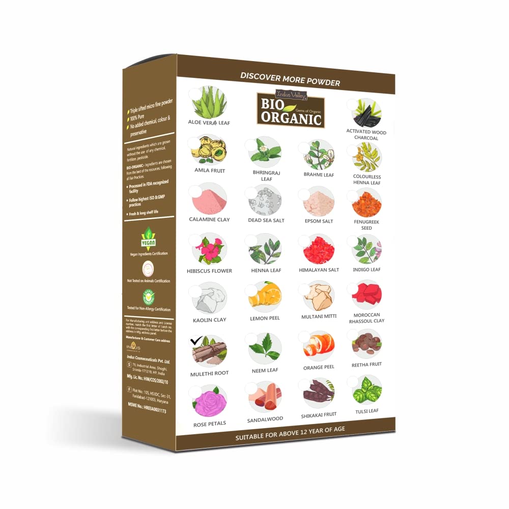 INDUS VALLEY Bio Organic Reetha Powder | Sapindus mukorossi | 100% Organic & Chemical Free Skin Cleanser (100g*2= 200g)