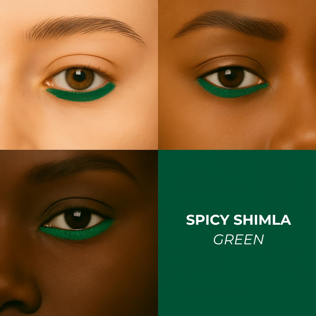LoveChild Masaba Colored Kajal, Spicy Shimla (Green)- Intense Color, Smooth Glide, Waterproof, Smudge-Proof Eye Pencil with Almond Oil, 0.3 g