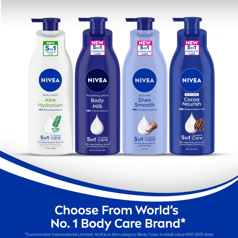 NIVEA Shea Smooth 400ml Body Lotion | 48 H Moisturization | With Deep Moisture Serum & Shea Butter | Non Greasy & Healthy Looking Skin