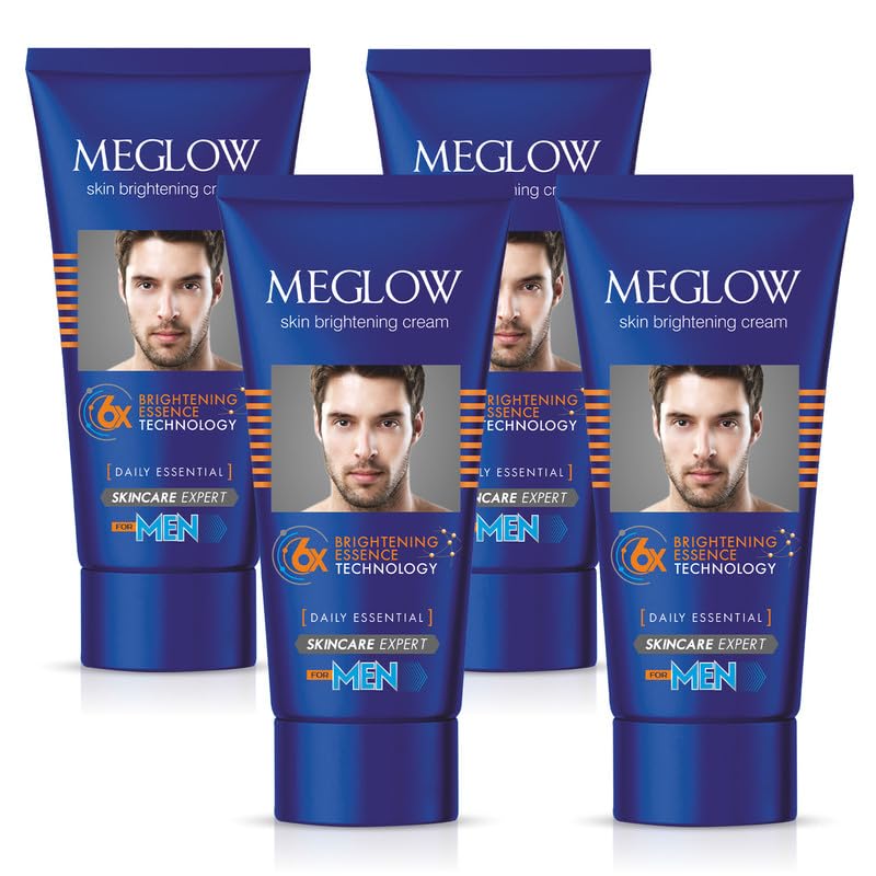 Meglow| Skin Brightening & Whitening Cream For Men | Face Cream For Glowing Skin with Vitamin E | Reduces Dark Spots, Prevents Pigmentation | Pack of 4 (15g each)