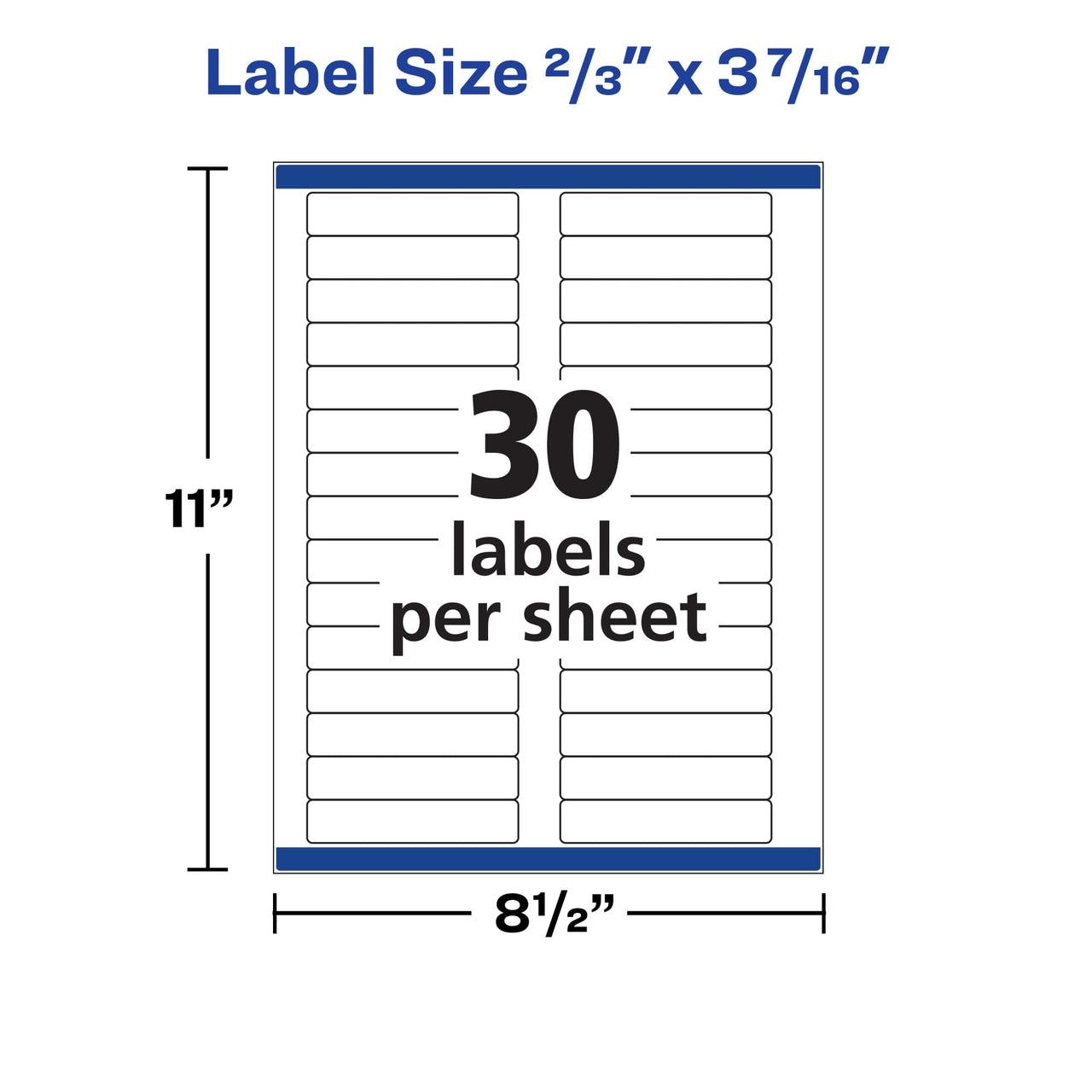 Avery TrueBlock File Folder Labels, 2/3" x 3-7/16", 1,800 Printable Labels, White, Permanent (75366) 1800 Labels