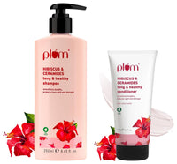Plum Hibiscus & Ceramides Long & Healthy Shampoo and Conditioner - Contains hibiscus extracts, ceramides