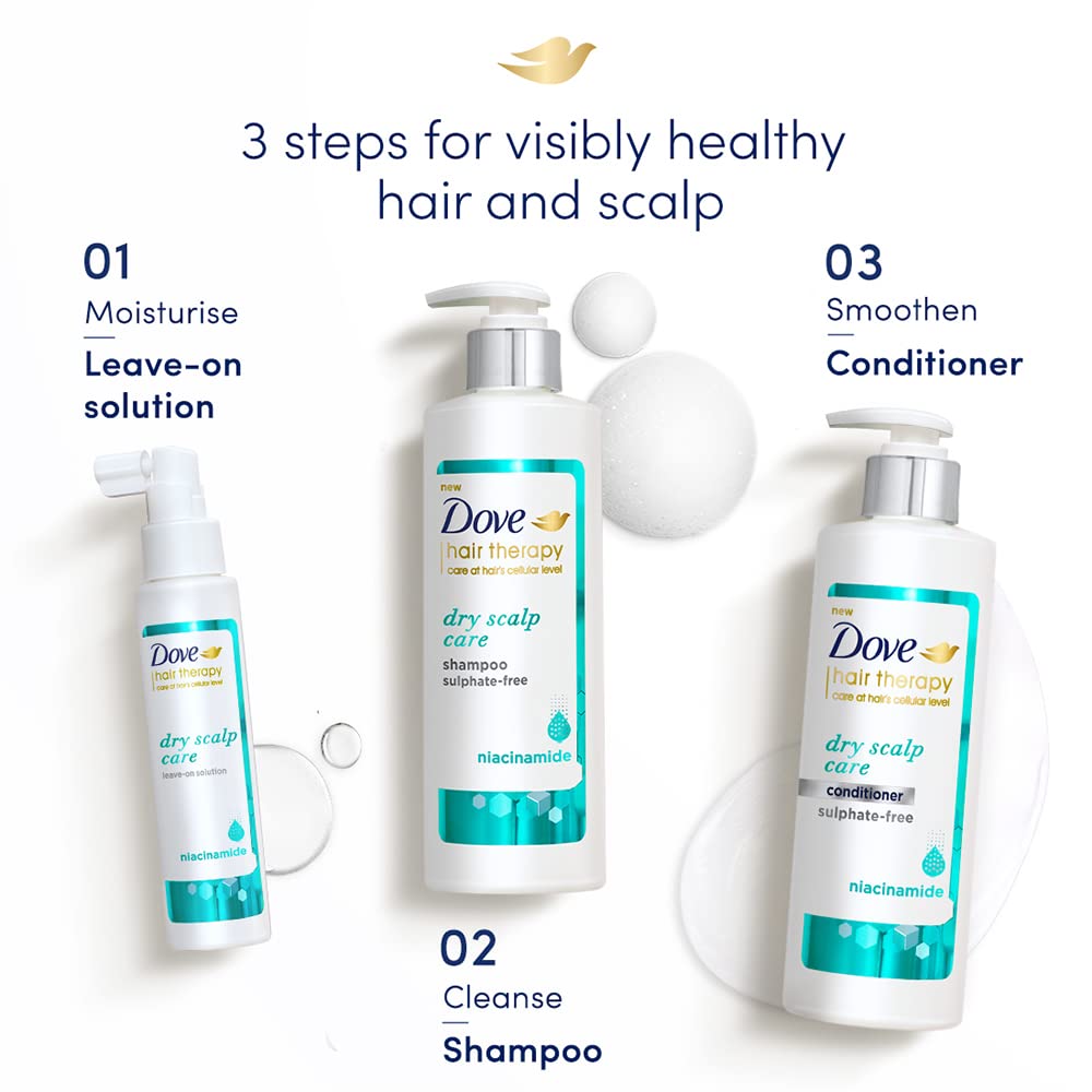 Dove Hair Therapy Dry Scalp Care Sulphate-Free Shampoo, No Parabens & Dyes, With Niacinamide, 380 ml
