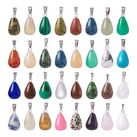 FASHEWELRY 50Pcs Water Drop Stone Pendants Teardrop Healing Crystal Quartz Chakra Gemstone Rock Charms Random Mixed for Necklace Jewelry Making Hole: 2x7mm 1-Mixed Color-Teardrop-Random*