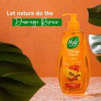 Nyle Naturals Damage Repair Shampoo 400 ml | Hair Repairing Shampoo with Papaya, Hibiscus, & Shikakai | pH Balanced & Paraben Free Gentle & Soft Shampoo For Women & Men