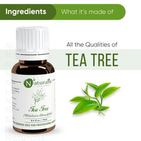 Naturalis Tea Tree Oil for Hair, Acne, Pimples and Scar - Pure and No Dilution Tea Tree Oil - No Solvents - Ideal for Aromatherapy - 15ml