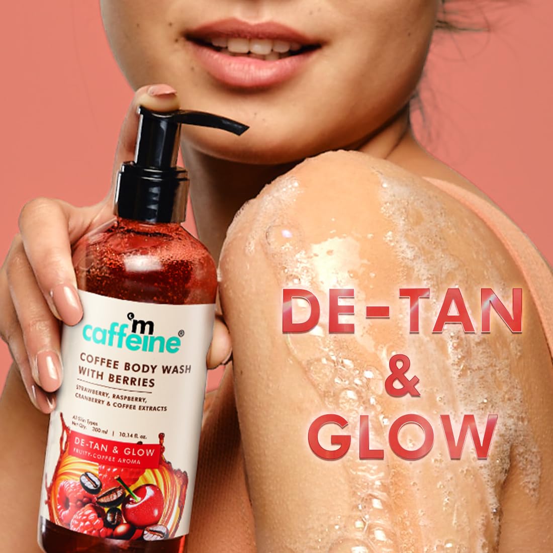 mCaffeine Coffee Body Wash With Berries | Tan Removal & Deep Cleansing | Vitamin C Rich Berries for Glowing Skin | Nourishes & Softens Skin | Fruity Fragrance Shower Gel for Men & Women - 300ML