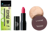 Lakmé Cushion Matte Lipstick & Eyeconic Insta Cool Kajal, Black & Lakmé Rose Loose Face Powder, Matte Finish, 40G
