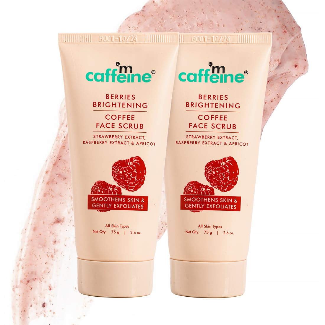 mcaffeine Berries Brightening Coffee Face Scrub For Glowing Skin | Gently Exfoliates, Smoothes & Improves Skin Tone | Removes Tan & Dead Skin | For Women & Men - Pack Of 2 - 75Gm