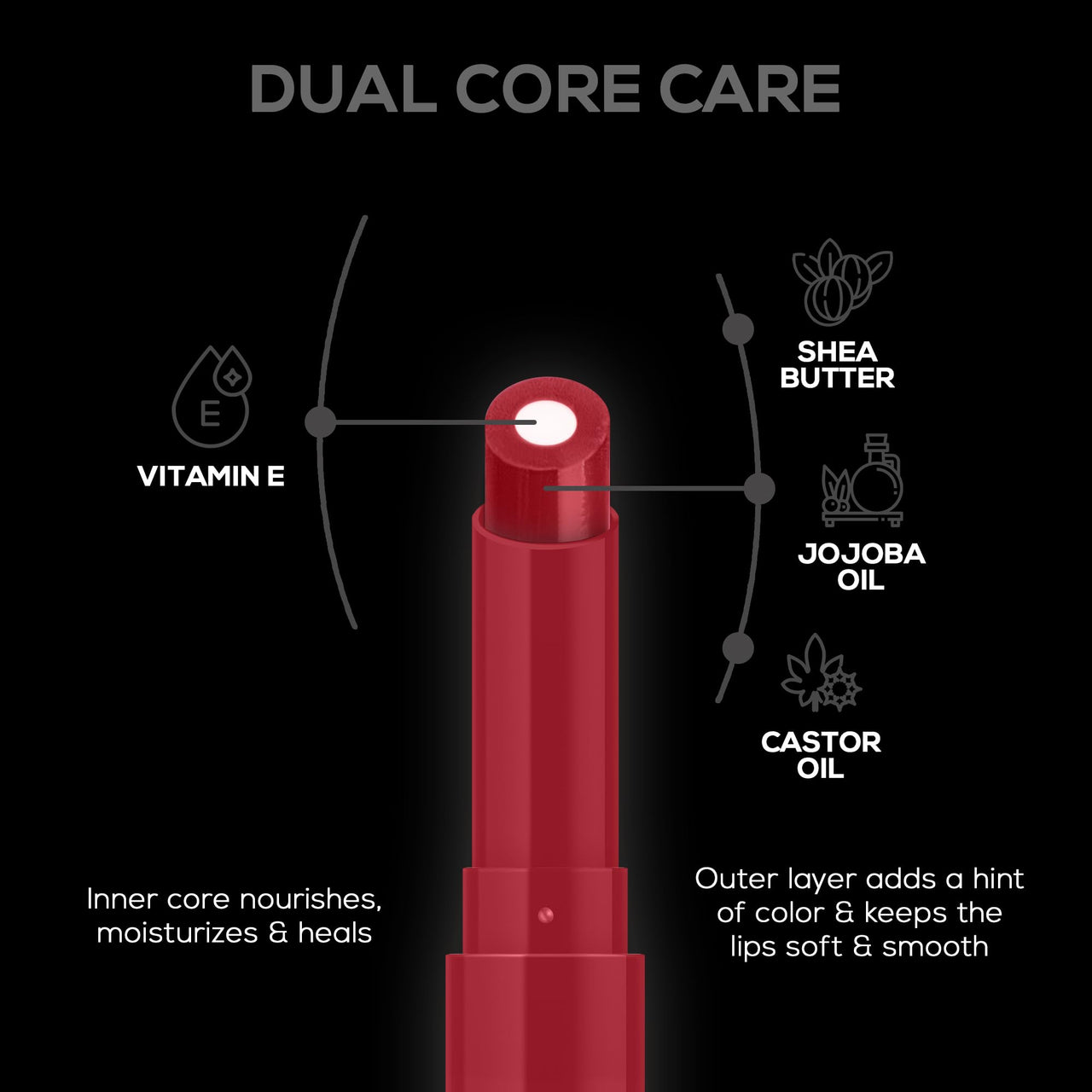 RENEE Lip Fix 3 in 1 Tinted Lip Balm 01 Sorbet 1.6 Gm, Heals, Lightens & Nourishes, Dual Core Care Enriched with Vitamin E, Shea Butter & Jojoba Oil for Dry & Chapped Dry Lips