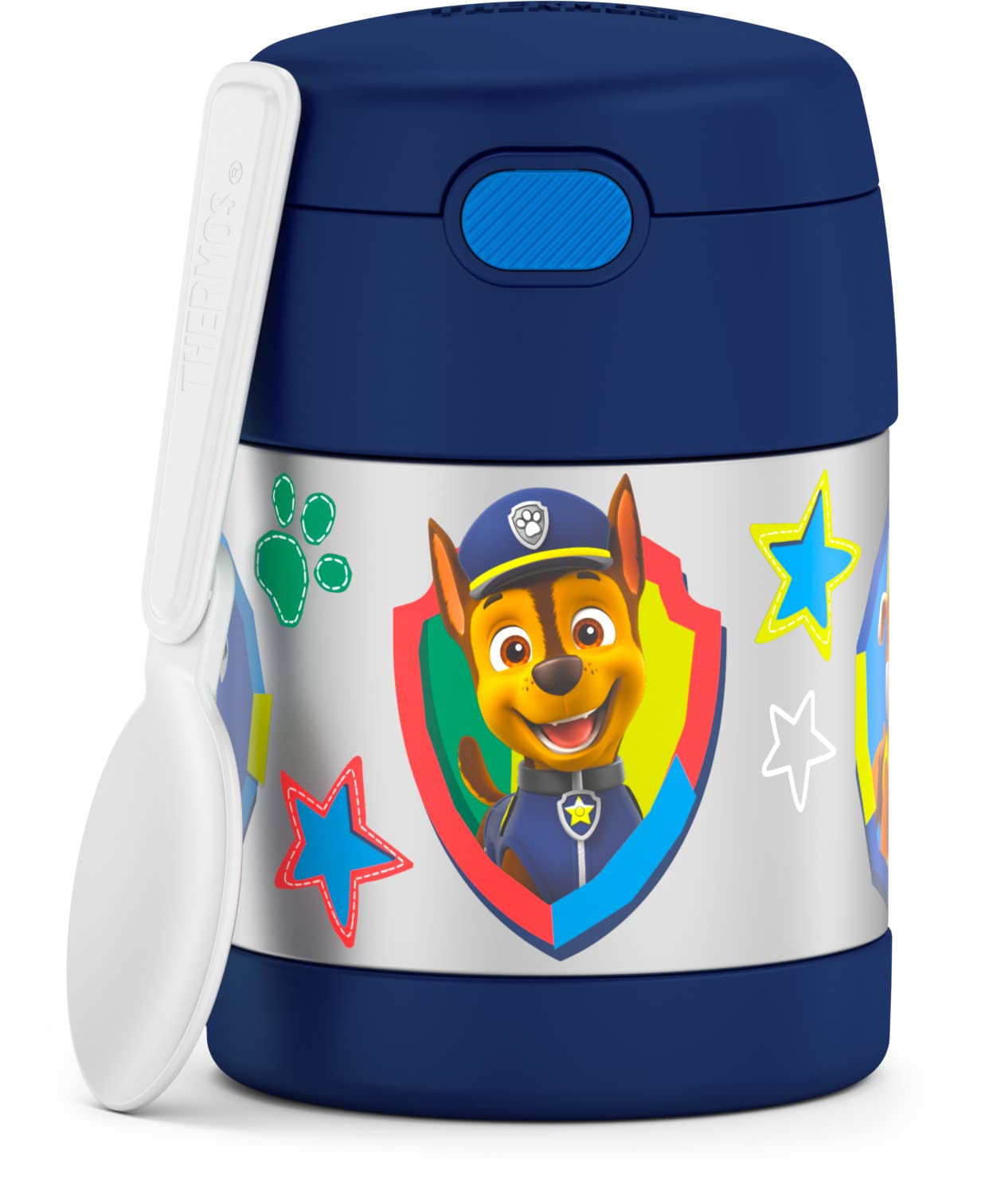 THERMOS FUNTAINER 10 Ounce Stainless Steel Vacuum Insulated Kids Food Jar with Spoon, Paw Patrol- Boy