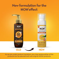 WOW Skin Science Sunscreen Gel For All Skin Types | SPF 55 PA++++ | With Glutathione & Aloe Vera Extract | Lightweight | Quick Absorbing | No White Cast | UVA & UVB Protection | 100 ml