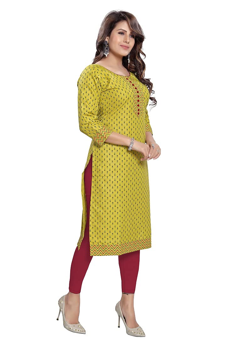 DREAM & DZIRE Women Printed Staight Cotton Kurti.