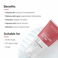 DERMATOUCH Bright & Even Tone Face Wash with Niacinamide, Vitamin E and Kojic Acid | Daily Gentle Face Wash For Tan, Pigmentation, Uneven Tone - 30G