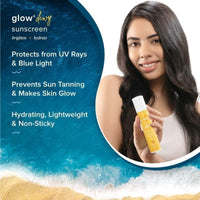 Aqualogica Glow+ Dewy Sunscreen SPF 50 PA++++ with Papaya & Vitamin C | For Oily, Combination & Dry Skin Type | UVA/B & Blue Light Protection | Fragrance-Free | For Men & Women | 50g x 2