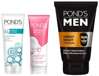 POND's Pimple Clear Face Wash, 100g & POND's Men's  Energy Bright Face Wash Coffee Beans Bright Skin, 100g & POND's Bright Beauty Spot-less Glow Face Wash, 150g