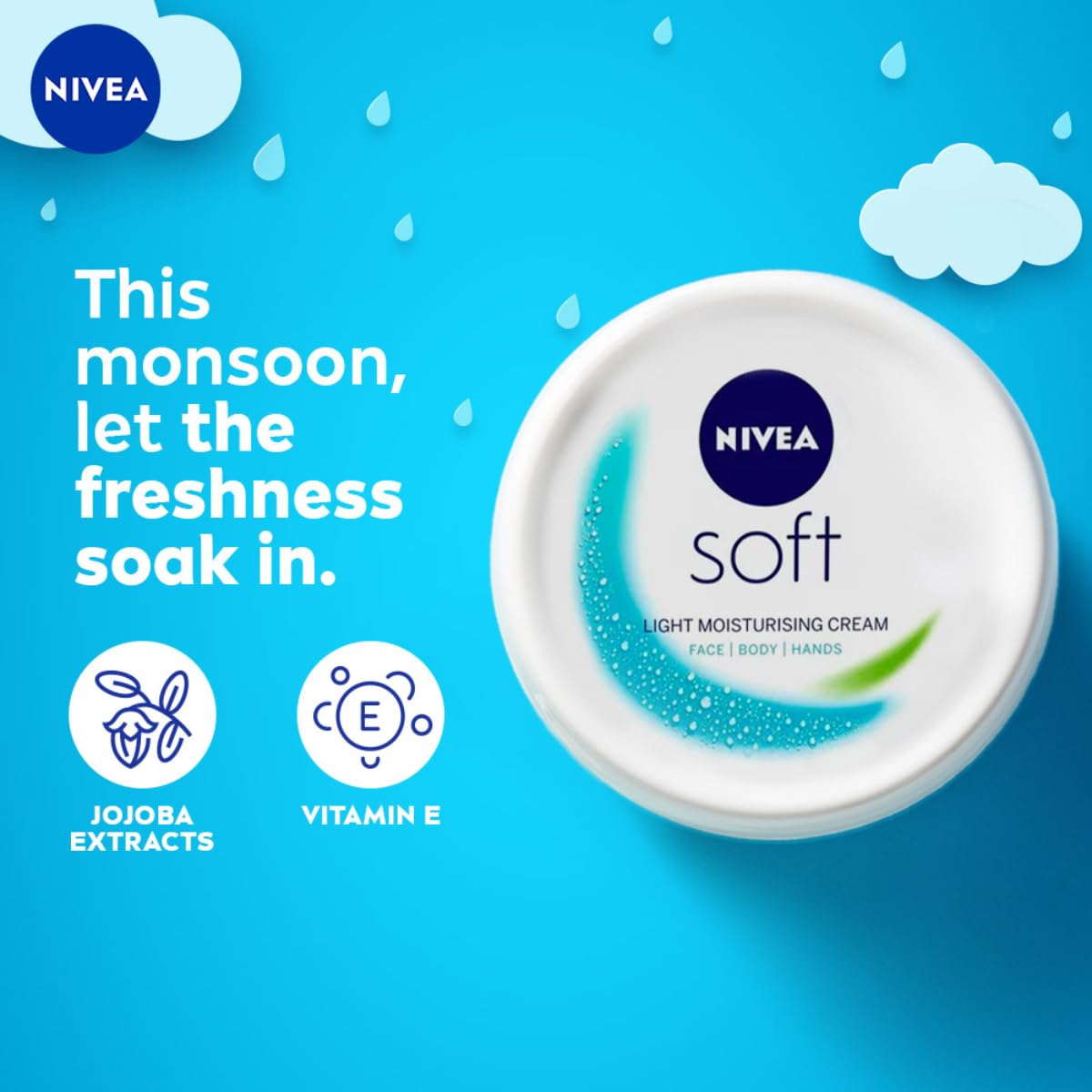Nivea Soft Playful Peach, Light Moisturizer Cream For Face, Hands And Body200 Ml & Nivea Soft Light Moisturizer, 200 Ml