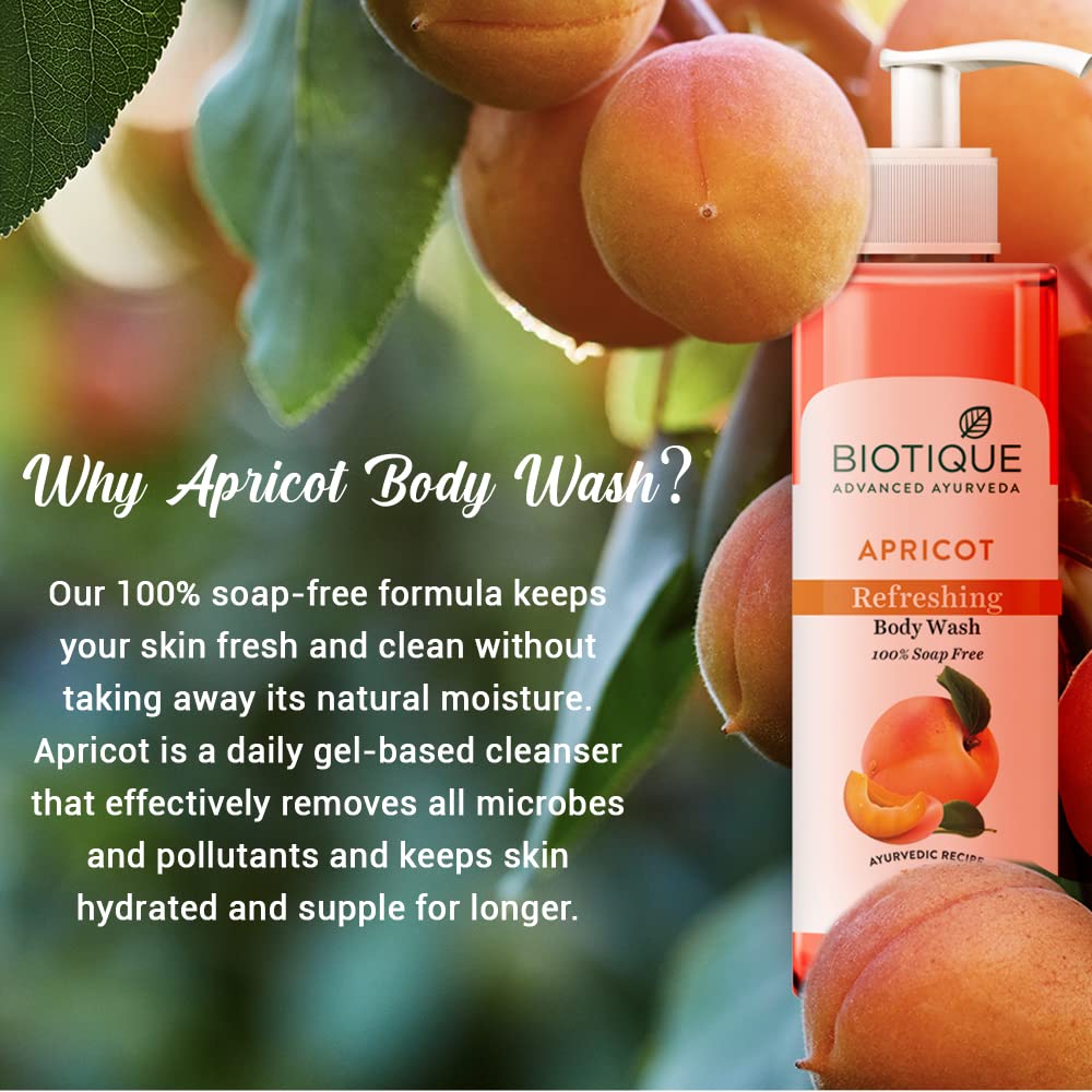 Biotique Bio Apricot Refreshing Body Wash | Keeps Skin Fresh and Clean | Brightens Skin and Reducing Dark Spots | 100% Botanical Extracts | Suitable for All Skin Types | 200ml (Pack of 3)